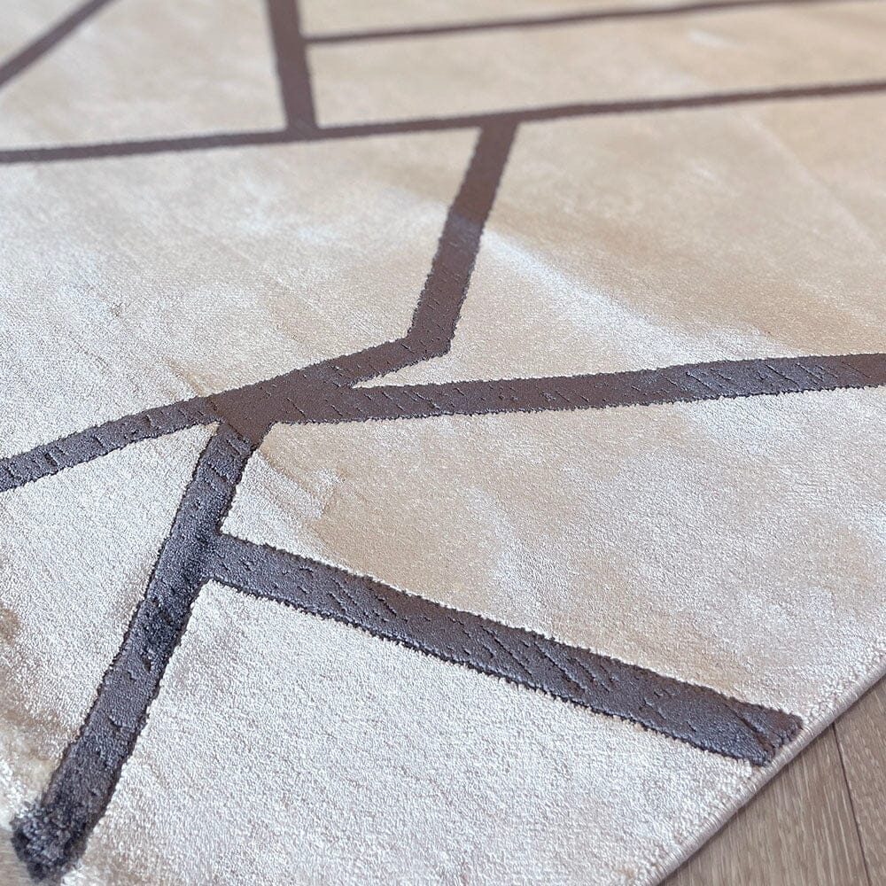 In Stock - Romy Taupe & Chestnut Abstract Patterned Rug - 160 x 230cm