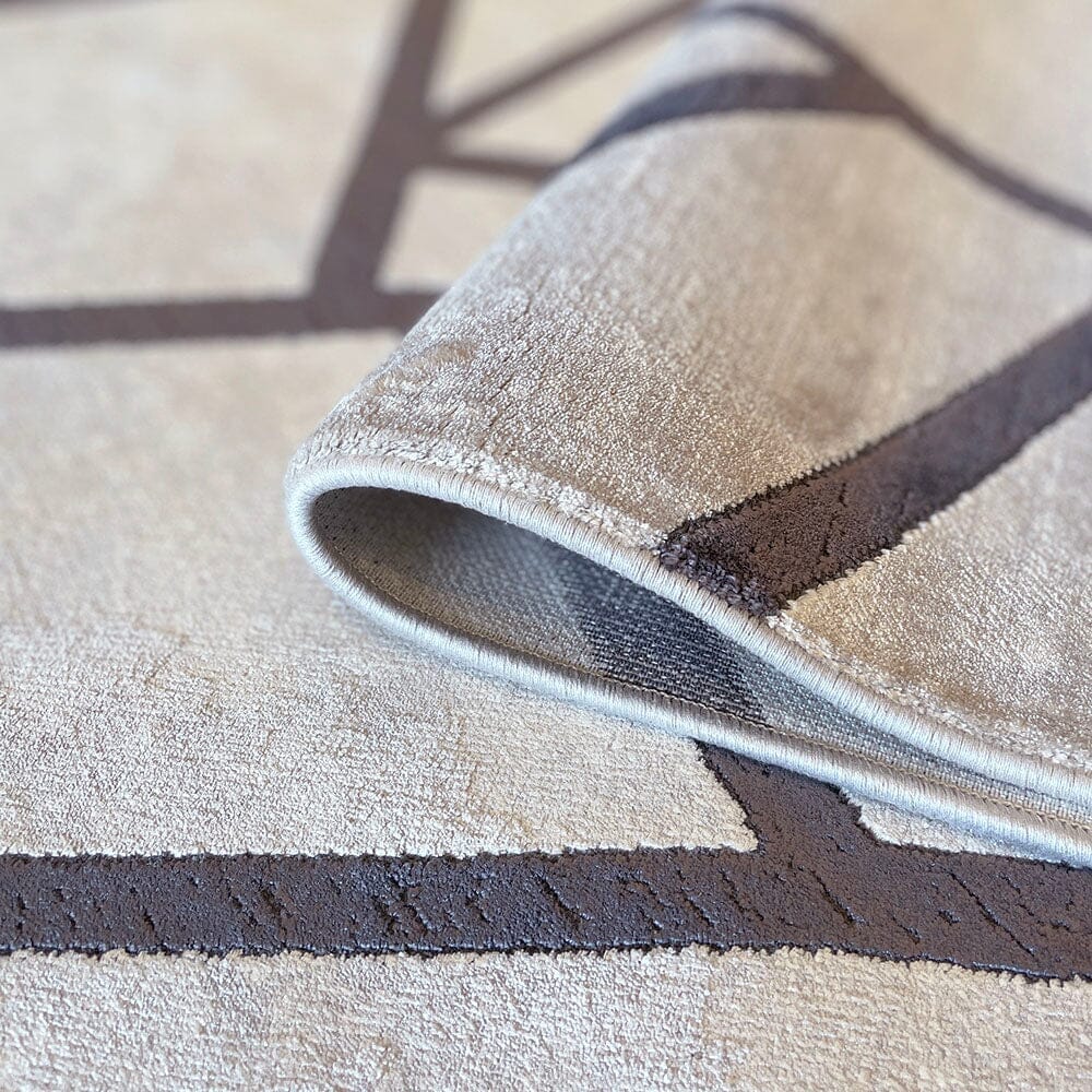 In Stock - Romy Taupe & Chestnut Abstract Patterned Rug - 160 x 230cm