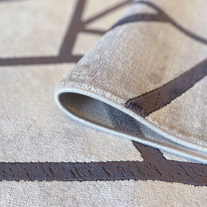 In Stock - Romy Taupe & Chestnut Abstract Patterned Rug - 160 x 230cm