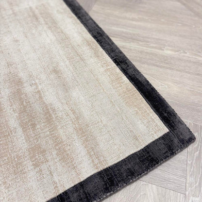 In Stock - Ryley Cream Viscose Rug with Black Border -200x200cm