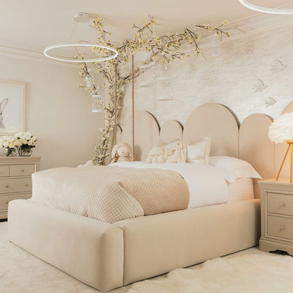 In Stock - Tabby Super Chunky Cream Velvet Bed Base - Double