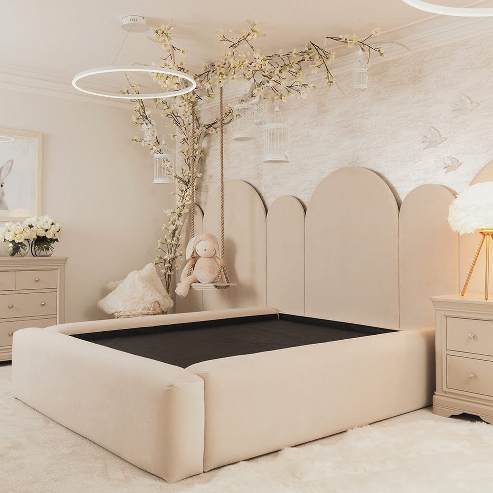 In Stock - Tabby Super Chunky Cream Velvet Bed Base - Double