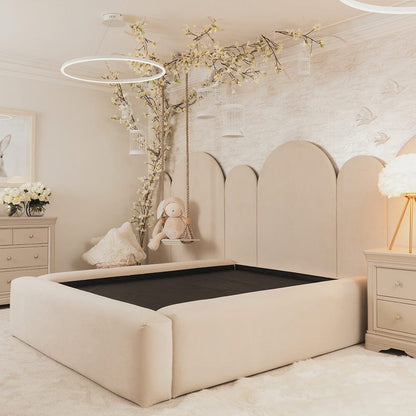 In Stock - Tabby Super Chunky Cream Velvet Bed Base - Double