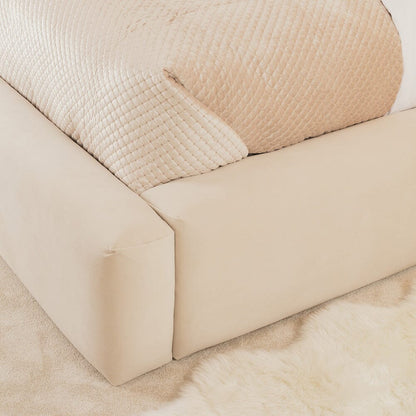 In Stock - Tabby Super Chunky Cream Velvet Bed Base - Double