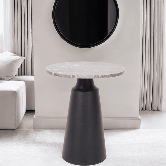 In Stock - Valiona Black & Marble Side Table