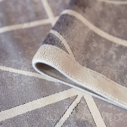 In Stock - Varenna Cream & Grey Geometric Patterned Rug - 300 x 400cm