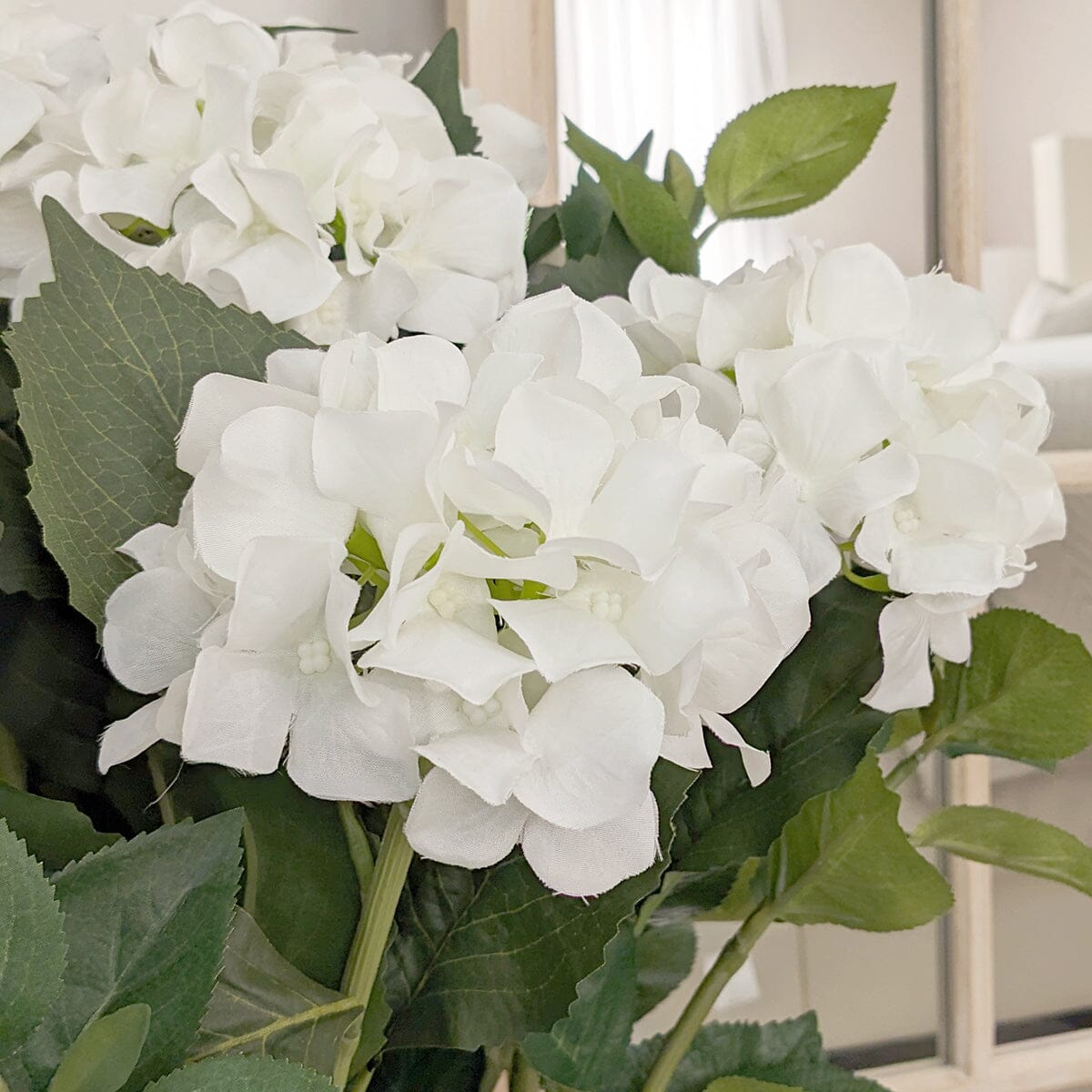 Large White Faux Hydrangea Potted Plant