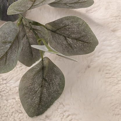 Light Green Dusted Faux Eucalyptus Single Stem