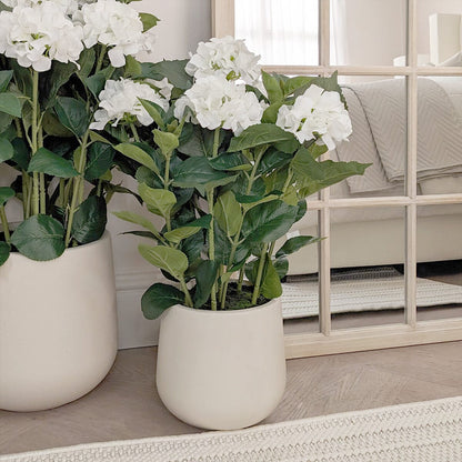 Medium White Faux Hydrangea Potted Plant