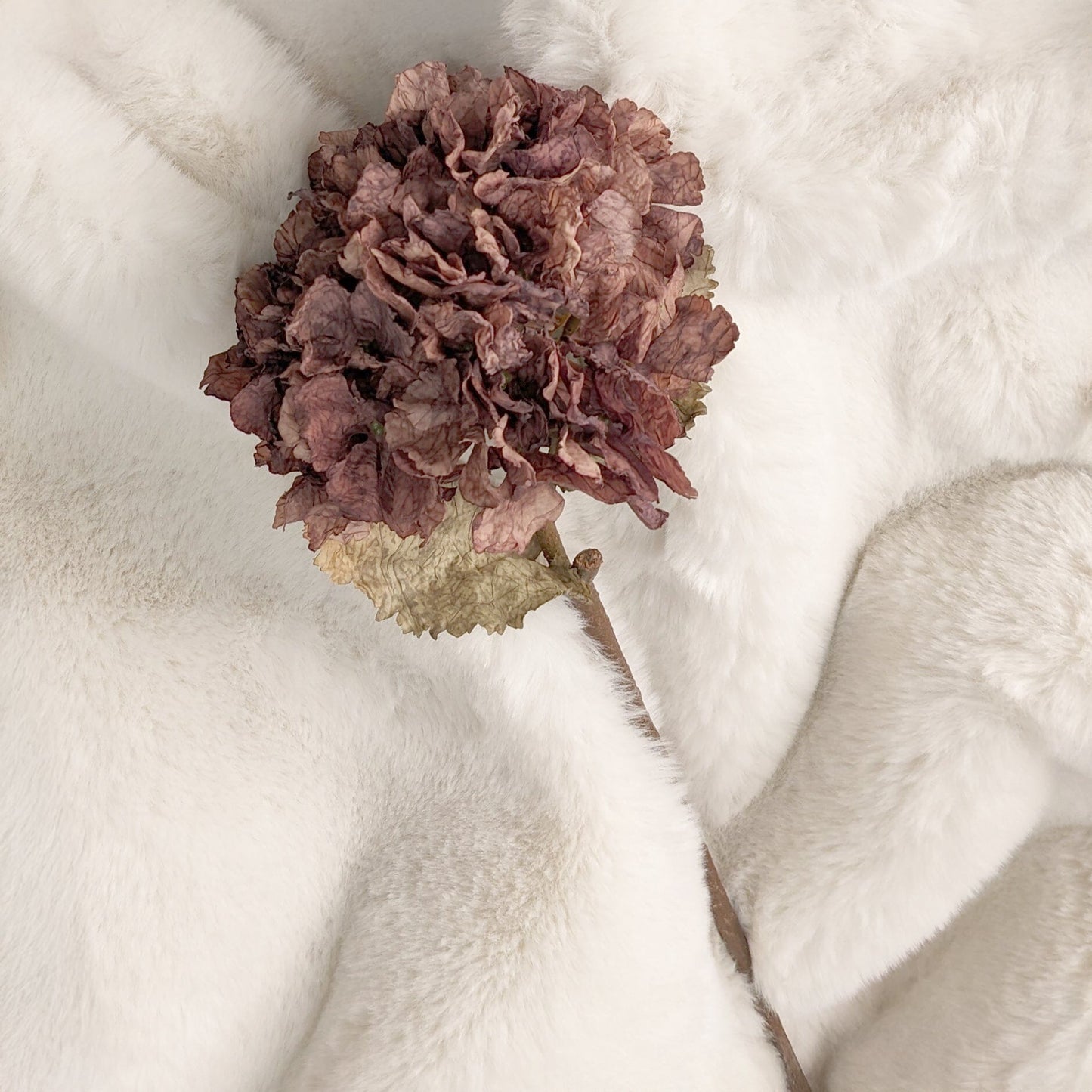 Mocha Faux Hydrangea Single Stem Floral
