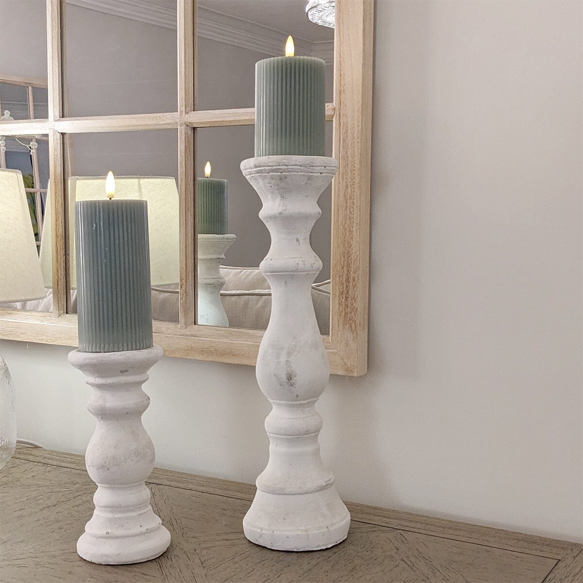 Norfolk Large Distressed Stone Candle Holder