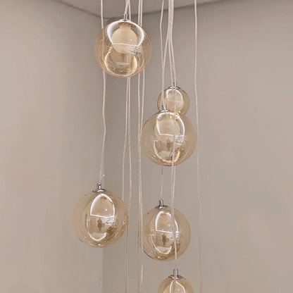In Stock - Ottilie Amber Glass 12 Light Pendant