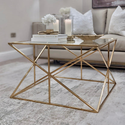 In Stock - Romaro Premium Abstract Gold Coffee Table