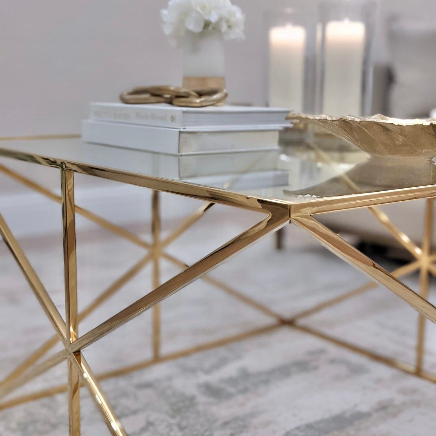 In Stock - Romaro Premium Abstract Gold Coffee Table