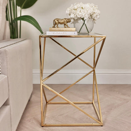 In Stock - Romaro Premium Abstract Gold End Table