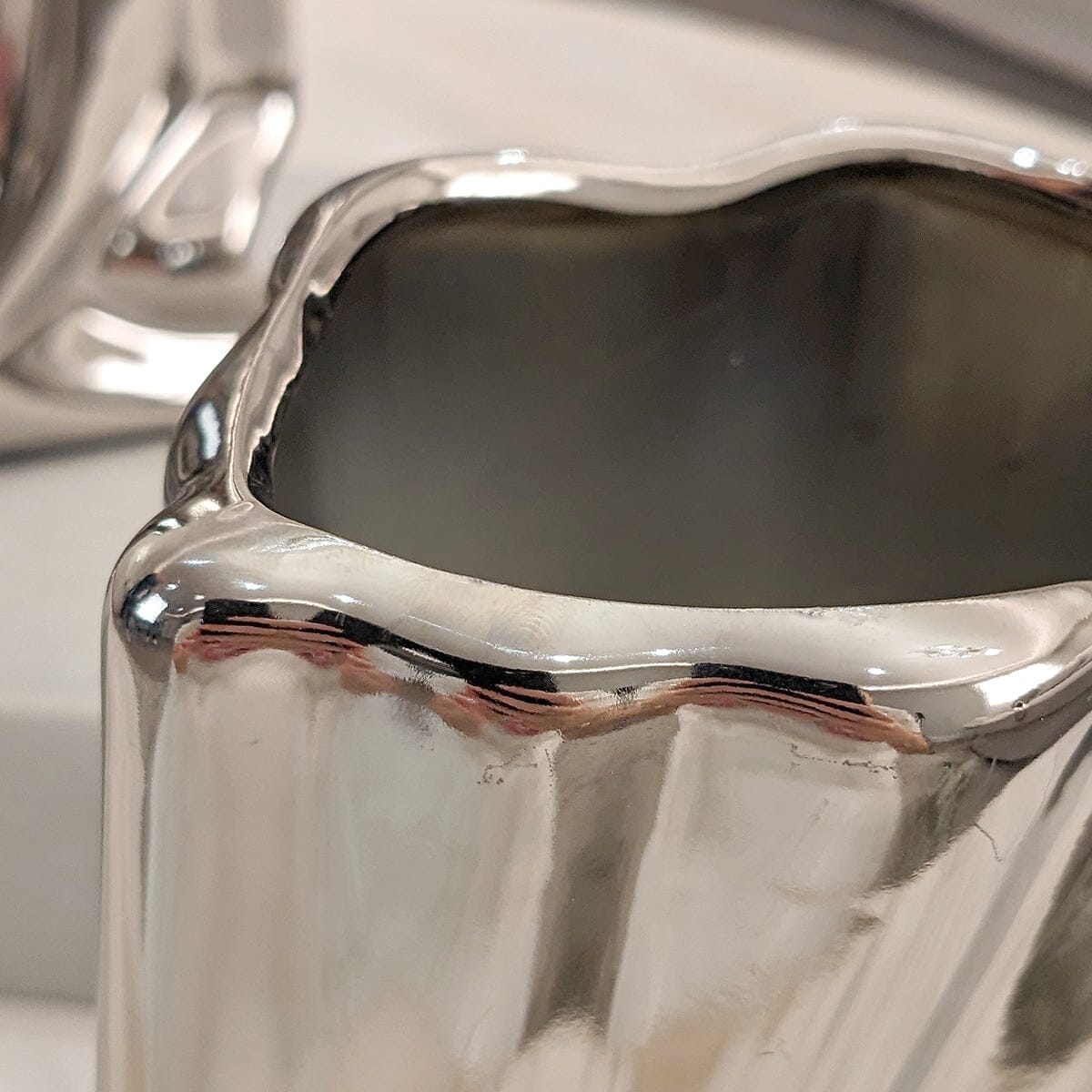 Vega Paper Bag Style Silver Ceramic Vase