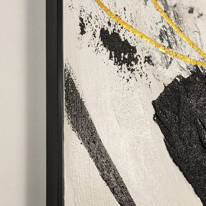 Verona Black, Taupe & White Abstract Paint Brush Effect Textured Canvas Wall Art