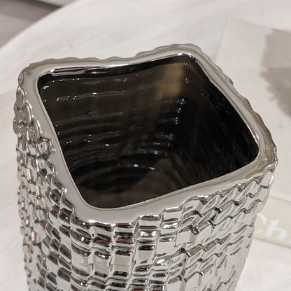 Vieste Medium Silver Abstract Vase