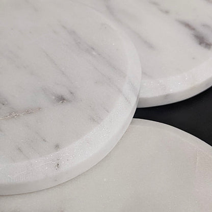 Whitney Round White Marble Coasters - Set of 4