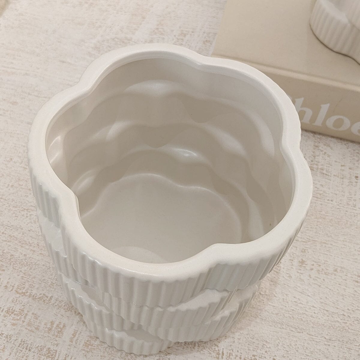 Willow Medium White Ribbed Ceramic Vase