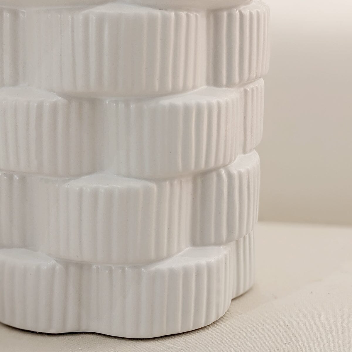 Willow White Ribbed Ceramic Planter