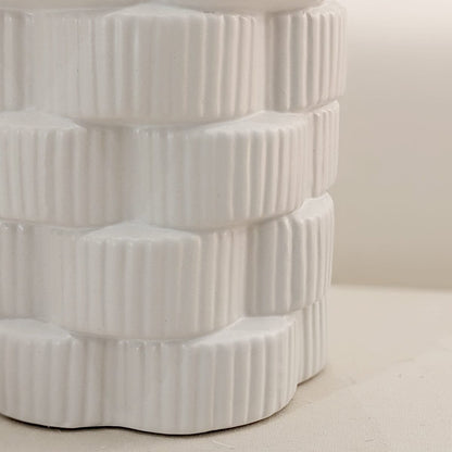 Willow White Ribbed Ceramic Planter