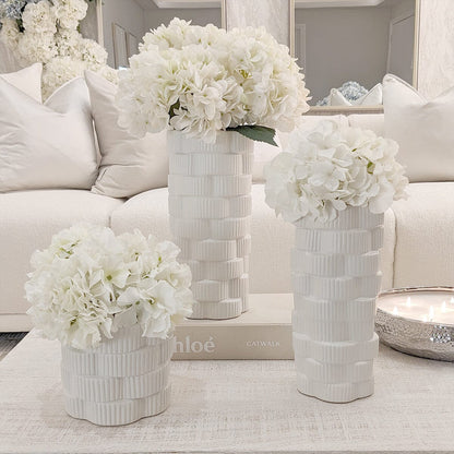 Willow White Ribbed Ceramic Planter