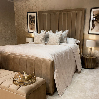 In Stock - Yves Coffee Premium Panelled Bed - Double