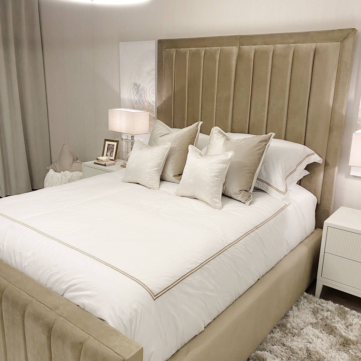 In Stock - Yves Coffee Premium Panelled Bed - Double