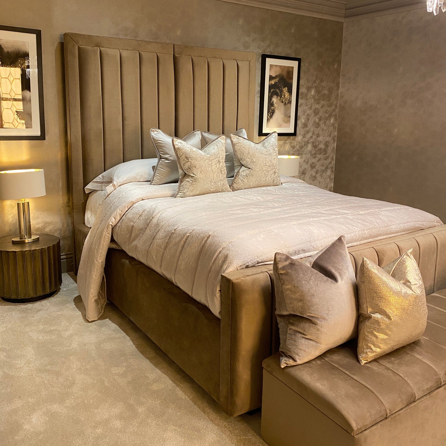 In Stock - Yves Coffee Premium Panelled Bed - Double