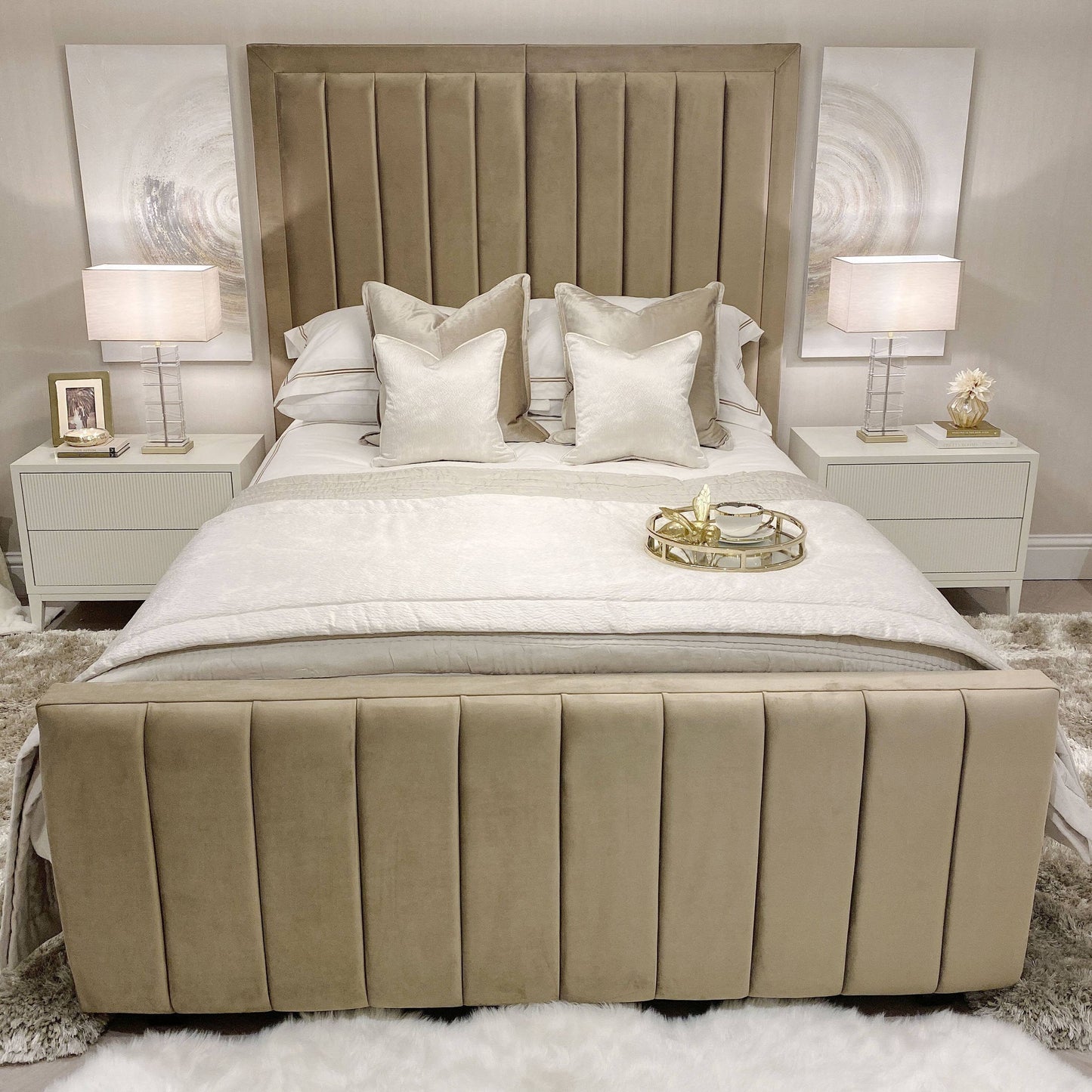 In Stock - Yves Coffee Premium Panelled Bed - Double