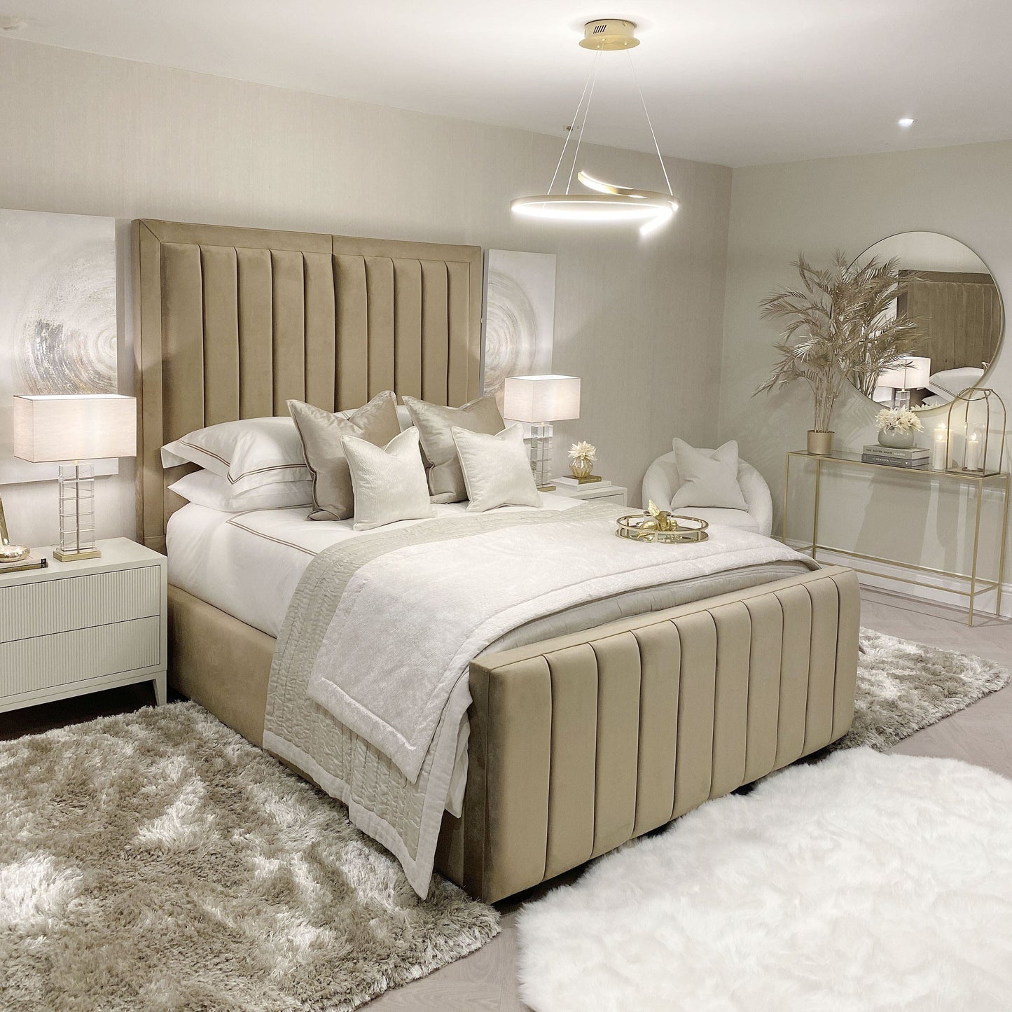 In Stock - Yves Coffee Premium Panelled Bed - Double