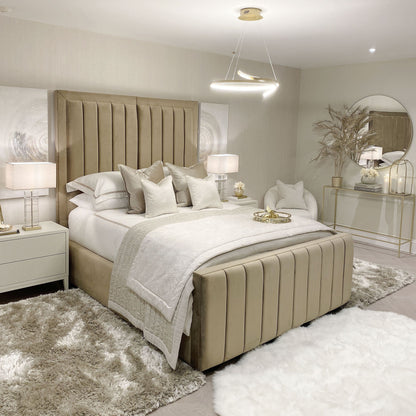 In Stock - Yves Coffee Premium Panelled Bed - Double